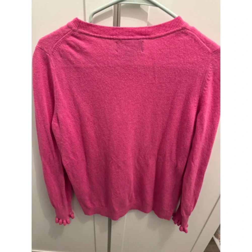 Banana‎ Republic Fine Italian Yarns Pink Ruffle Cuff Sweater Womens Size M